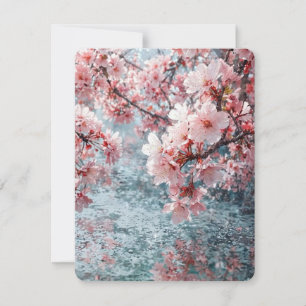 Elegant Pink Cherry Blossom Greeting Card Floral