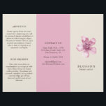 Elegant Pink Cherry Blossom Salon Trifold Brochure<br><div class="desc">Elegant floral trifold brochure featuring a watercolor painted pink cherry blossom flower along with your business name over an ivory background. The outside has a template for "About Us", "Our Mission" and "Contact Us" over a pink background. The inside has multiple templates for information about your business on the outer...</div>