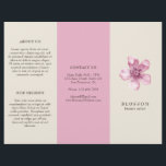 Elegant Pink Cherry Blossom Salon Trifold Brochure<br><div class="desc">Elegant floral trifold brochure featuring a watercolor painted pink cherry blossom flower along with your business name over an ivory background. The outside has a template for "About Us", "Our Mission" and "Contact Us" over a pink background. The inside has multiple templates for information about your business on the outer...</div>
