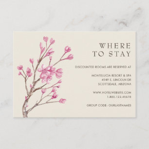 Elegant Pink Cherry Blossom Wedding Accommodations Enclosure Card
