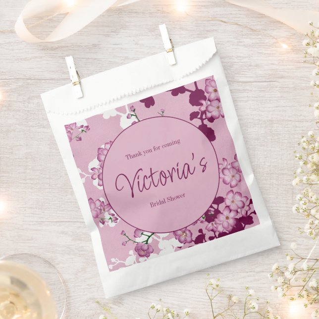 Elegant Pink Cherry Blossoms Afternoon Tea Favour Bag (Clipped)