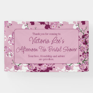 Elegant Pink Cherry Blossoms Bridal Shower Banner