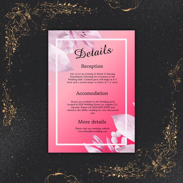 elegant pink cherry flowers greenery enclosure card (Creator Uploaded)