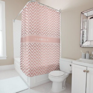 Elegant Pink Chevron Pattern Girly Faux Rose Gold
