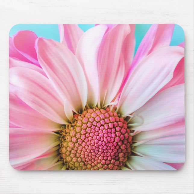 Elegant Pink Chic Daisy Mouse Pad (Front)