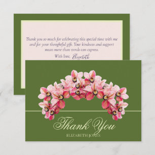 Elegant Pink Chic Orchid Bridal Shower Thank You  Card