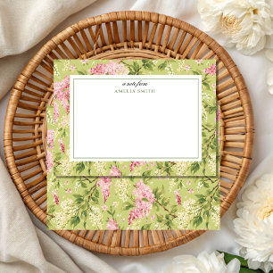 Elegant Pink Chic summer Lilac Floral Green Note Card