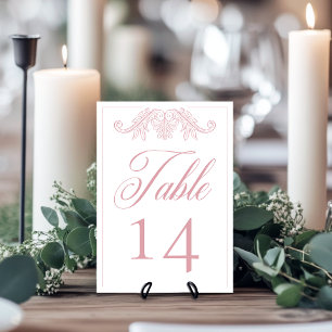 Elegant Pink Chinoiserie Bird Crest Wedding Table Number