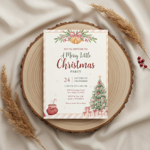 Elegant Pink Christmas Bells Invitation