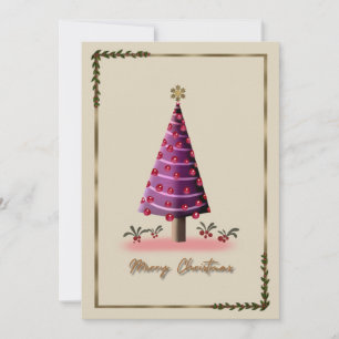 Elegant Pink Christmas Tree Card - Unique Festive