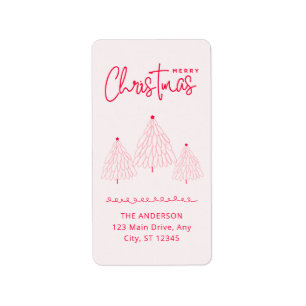 Elegant Pink Christmas Tree Label