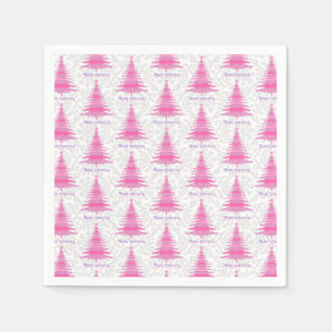 Elegant Pink Christmas Tree Napkin