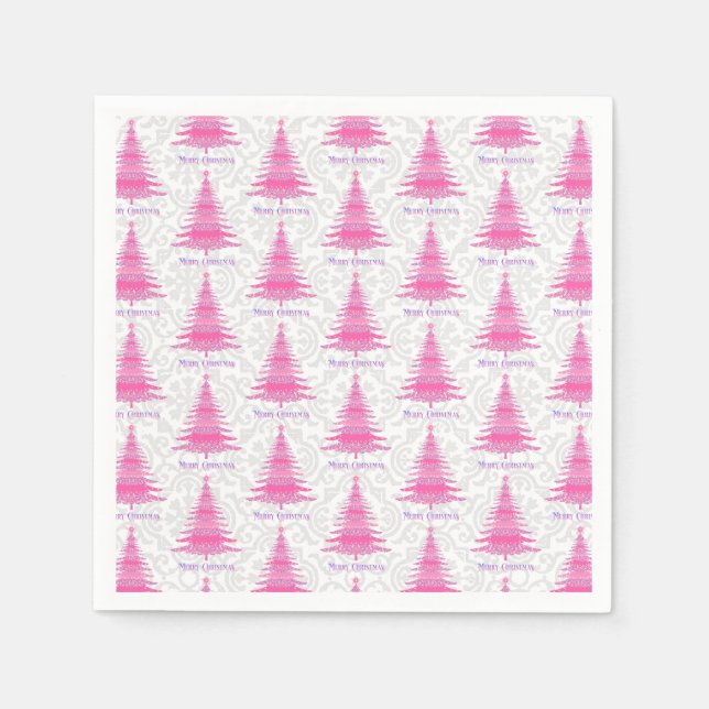 Elegant Pink Christmas Tree  Napkin (Front)