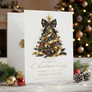 Elegant Pink Christmas Tree Winter Invitation