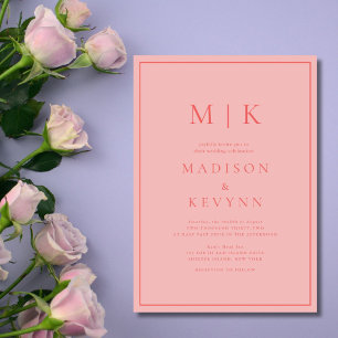 Elegant Pink Classic Wedding  Invitation