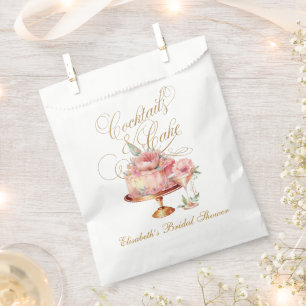 Elegant Pink Cocktails and Cake Bridal Shower Favour Bag