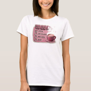 Elegant Pink COFFEE FIRST SAVE WORLD Visual Design T-Shirt