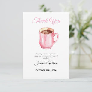 Elegant pink colour coffee baby shower thank you card