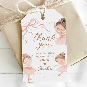 Elegant Pink Coquette Ballerina Girl Birthday Gift Tags
