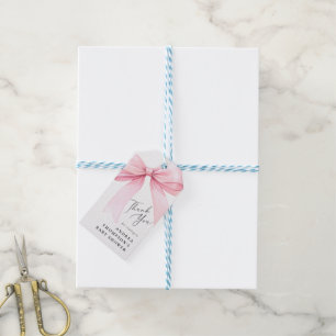 Elegant Pink Coquette Bow Baby Shower Thank You Gift Tags