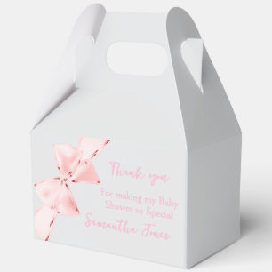 Elegant Pink Coquette Bow Girl Baby Shower Favor Box