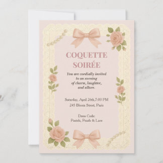 Elegant Pink Coquette Soirée Birthday Invitation