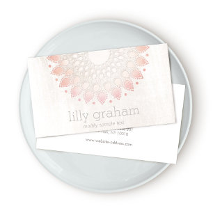 Elegant Pink Coral Floral Lotus White Marble Business Card