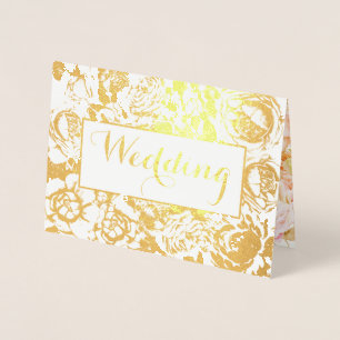 Elegant Pink, Coral Gold Foil Rose Wedding Foil Card