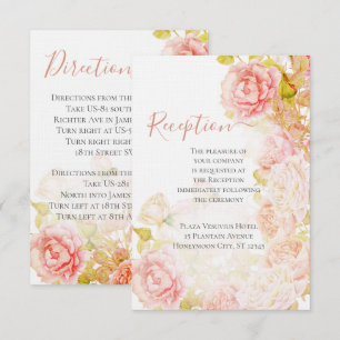 Elegant Pink Coral Secret Rose Garden Wedding  Inv Invitation