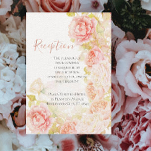 Elegant Pink Coral Secret Rose Garden Wedding Inv Invitation