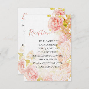 Elegant Pink Coral Secret Rose Garden Wedding  Invitation