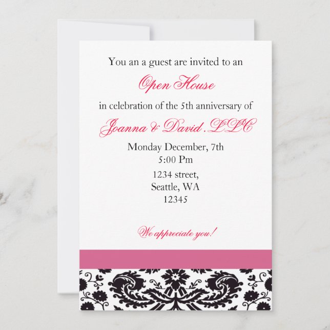 Elegant pink Corporate party Invitation (Front)