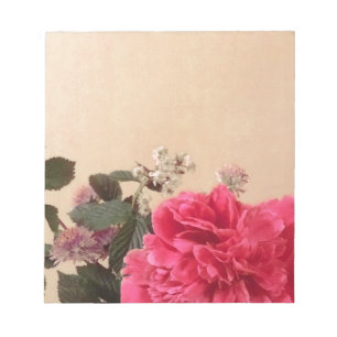 Elegant Pink Cream Floral Notepad