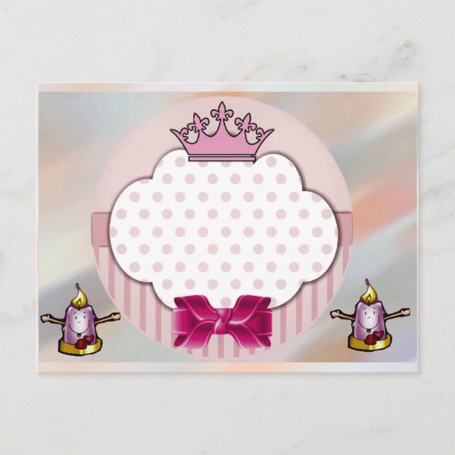 Elegant Pink Crown & Bow Birthday Card (Front)