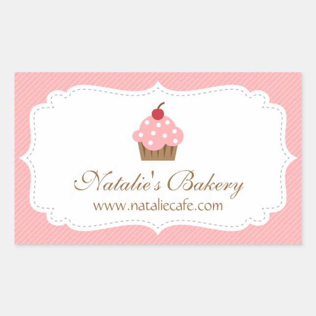 Elegant Pink Cupcake Bakery Decor Sticker (Front)