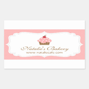 Elegant Pink Cupcake Bakery Decor Sticker