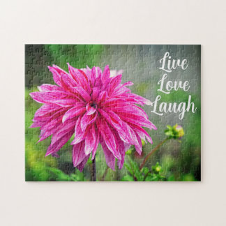 Elegant Pink Dahlia Garden Flower Motivational Jigsaw Puzzle