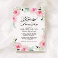Elegant Pink Daisy Watercolor Bridal Luncheon