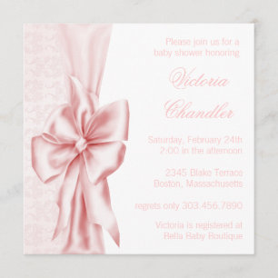 Elegant Pink Damask Baby Girl Shower Invitation