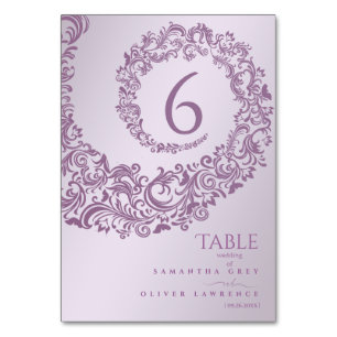 Elegant Pink Damask Wedding Table Number Card