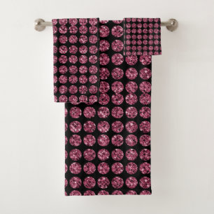 Elegant Pink Diamond Sparkle Gems Chic Glam Bath Towel Set