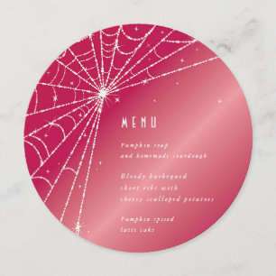 Elegant Pink Diamond Spider Web Square/Round Menu