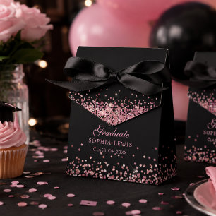 Elegant Pink Diamonds Graduation Thank you Favor Box