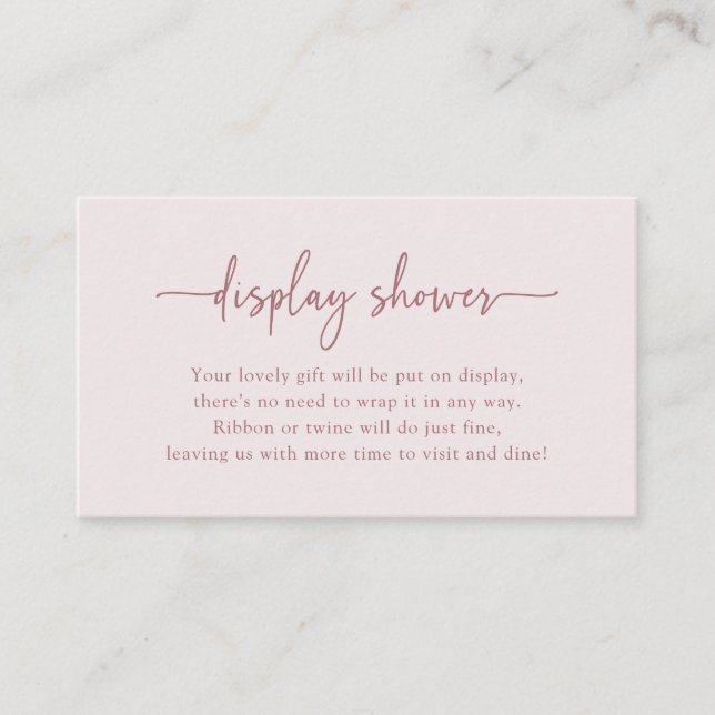 Elegant Pink Display Shower Card (Front)