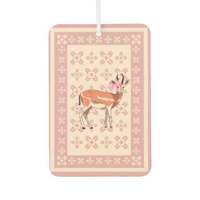 Elegant Pink Doe-patterned Christmas  Air Freshener (Front)