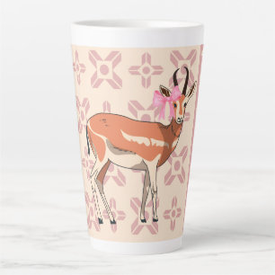 Elegant Pink Doe-patterned Christmas Latte Mug