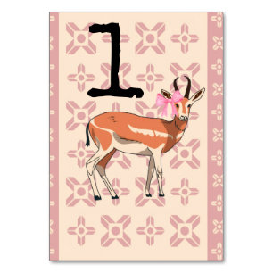 Elegant Pink Doe-patterned Christmas  Table Number