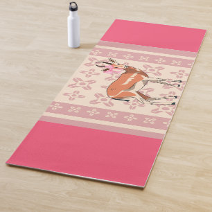 Elegant Pink Doe-patterned Christmas Yoga Mat