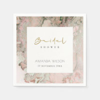 ELEGANT PINK DUSKY ROSE GOLD AGATE BRIDAL SHOWER 