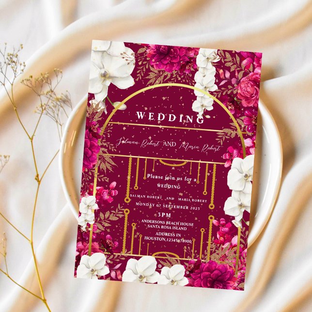 elegant pink earthy colour flowers indian wedding  invitation (Creator Uploaded)